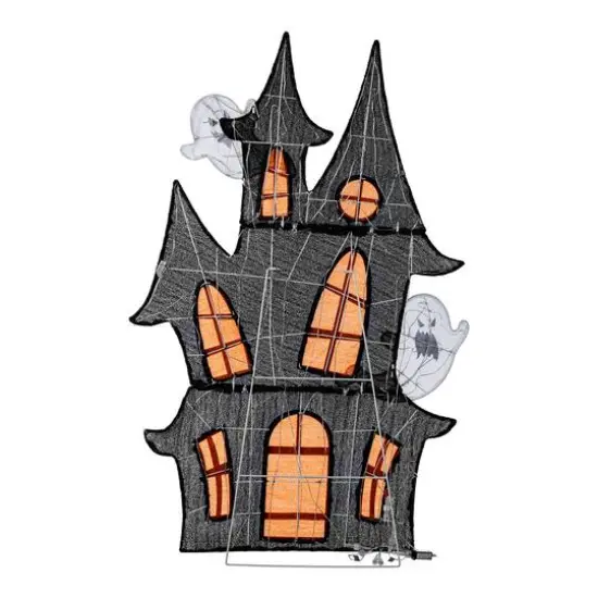 Glitzhome&reg; 61.75"H Lighted Halloween 2D Haunted House Outdoor Decor {8}