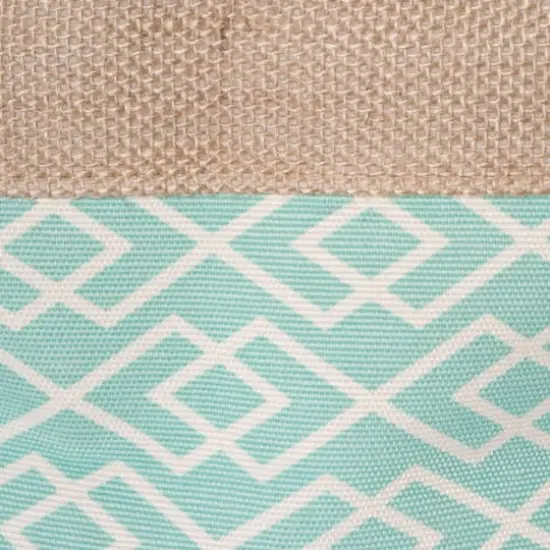 Small Aqua Burlap Diamond Round Bin {4}