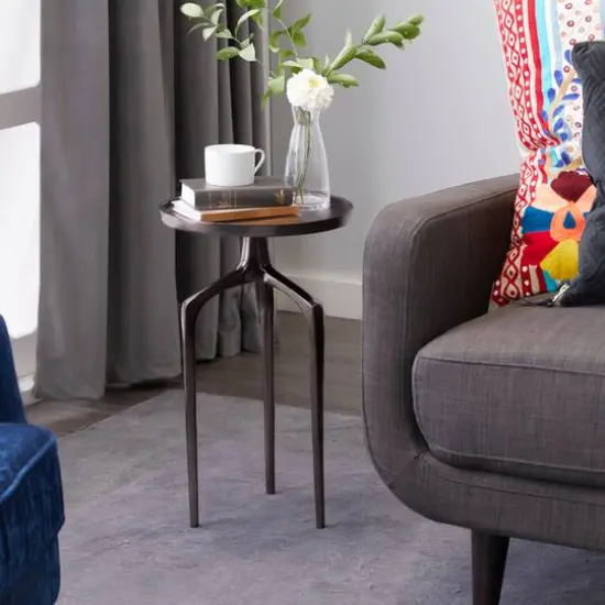 22" Black Aluminum Contemporary Accent Table {8}