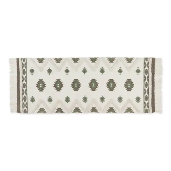 DII&reg; Printed Off-White Hand-Loomed Shag Rug Runner, 2ft. x 3" x 6ft. Brown/Green {1}