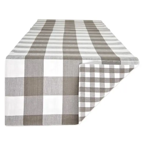 DII® 72" Reversible Gingham & Buffalo Check Table Runner Gray/White {1}