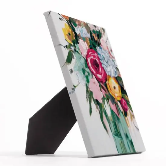 Bright Painted Flowers Tabletop Canvas Art {3}