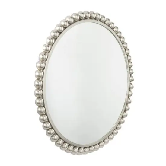 CosmoLiving by Cosmopolitan Silver Metal Wall Mirror with Bead Detailing 36" x 1" x 36" {3}