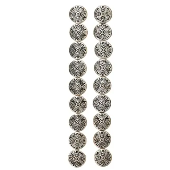 Antique Silver Carved Lentil Beads, 10mm by Bead Landing&trade; {4}