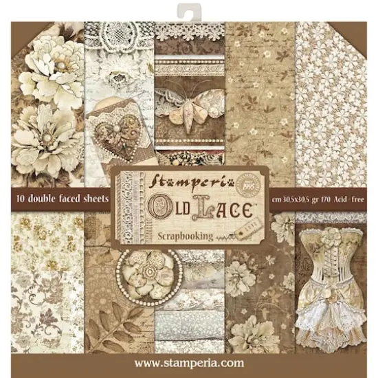 Stamperia Old Lace Double-Sided Paper Pad, 12'' x 12'' {1}