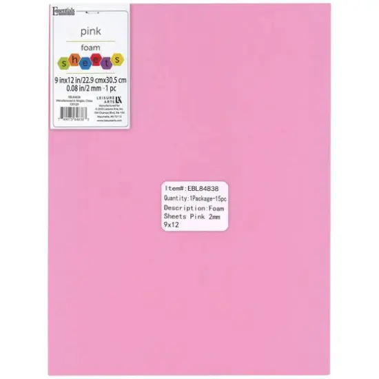 Essentials by Leisure Arts 9" x 12" Foam Sheets, 15ct. Pink {1}