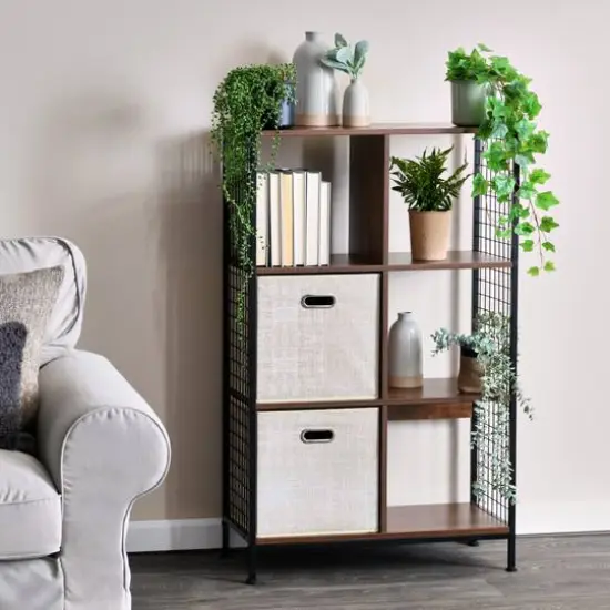 Household Essentials Trellis 6 Compartment Storage Bookshelf Brown {3}