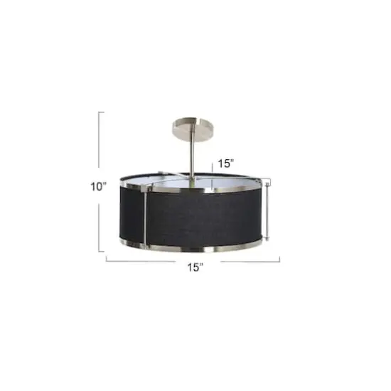 Hello Honey® 10" Metal Semi-Flush Mount Ceiling Light with Captured Linen Shade Black and Brushed Nickel {7}