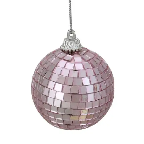 9ct. 2.5" Bubblegum Pink Mirrored Glass Disco Ball Christmas Ornaments {1}