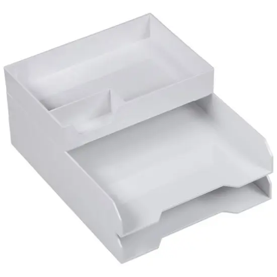 JAM Paper White Stackable Office Desk Supply & Paper Organizer Set {1}