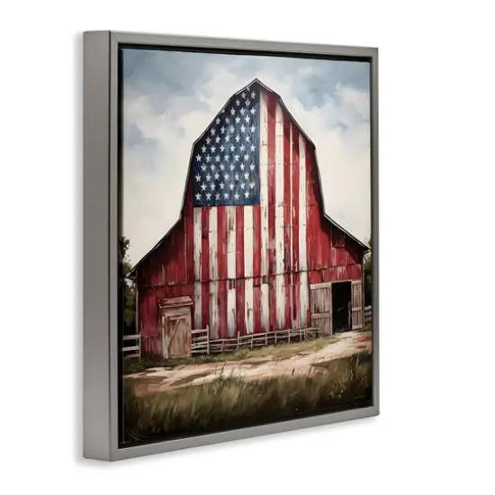 Stupell Industries Americana Barn View Floater Framed Art Gray {4}