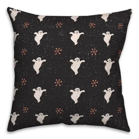 Retro Ghost Pattern Spun Poly Throw Pillow {1}