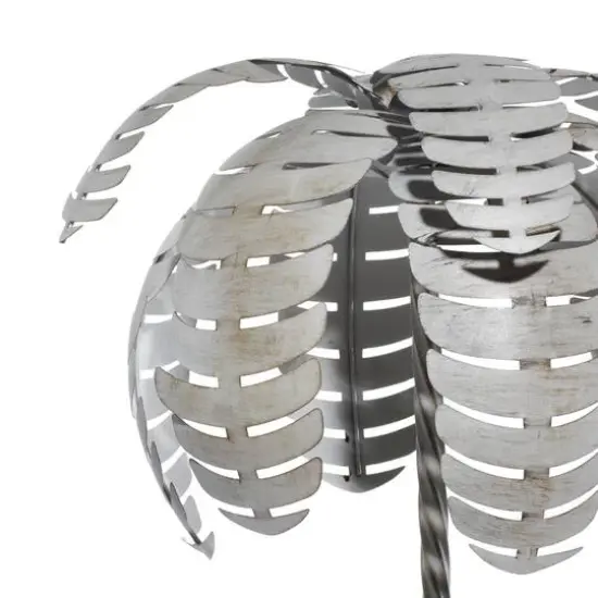 55" Gray Metal Contemporary Palm Tree Planter {4}