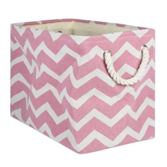 Large Polyester Chevron Rectangle Bin Rose {1}
