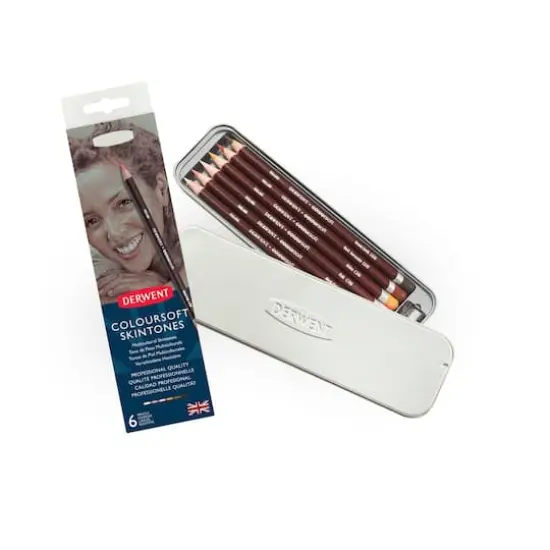 Derwent&reg; Coloursoft Pencil 6 Color Skin Tones Tin Set {1}