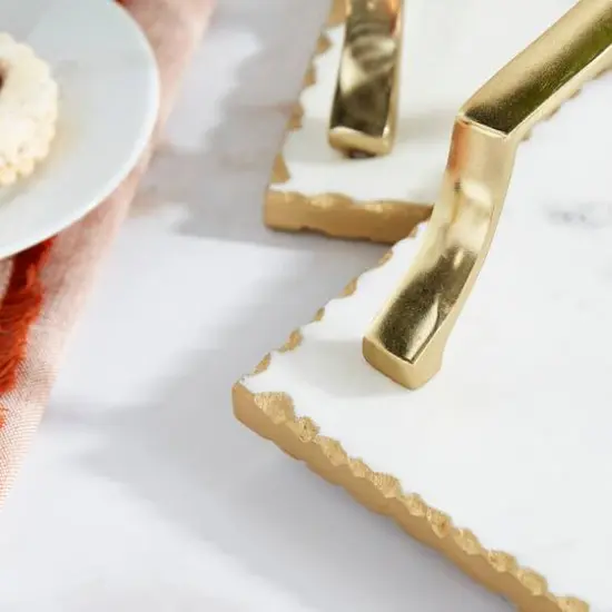 Set of 2" Gold Ceramic Glam Tray, 16", 13" {9}