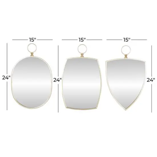 Set of 3 Gold Wood Traditional Wall Mirror 24", 24", 25" {8}