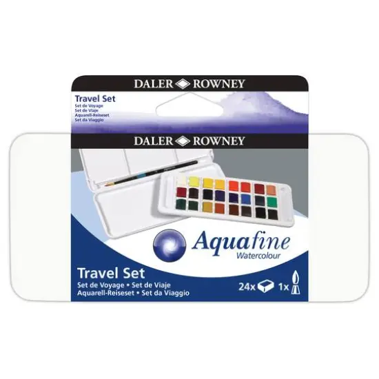 Daler-Rowney&reg; Aquafine 24-Color Half-Pan Watercolor Travel Set with Brush {1}