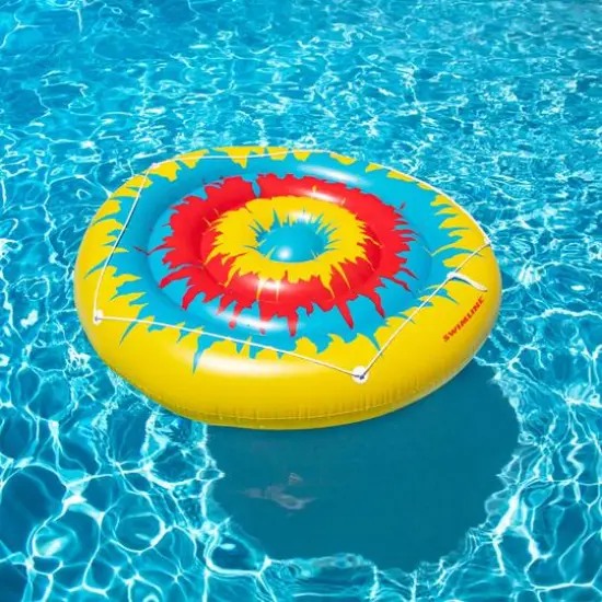 72" Multicolor Tie Dye Inflatable Circular Swimming Pool Float {4}