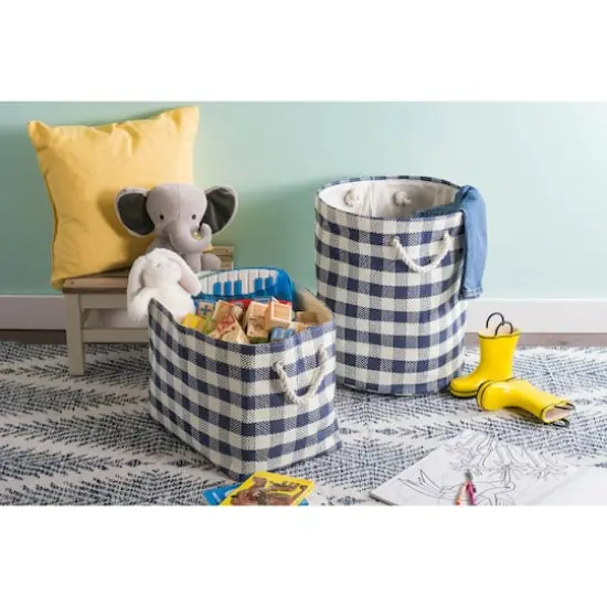 DII&reg; Large Round Checkers Paper Bin Black {6}