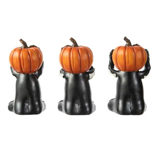 Glitzhome&reg; 5.75" Halloween Skeleton Pumpkin Table D&eacute;cor Set {8}