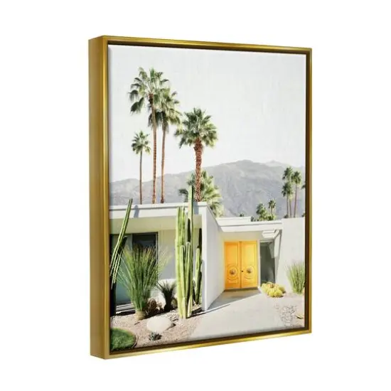 Stupell Industries Palm Springs House Photography Floater Framed Art Gold {4}