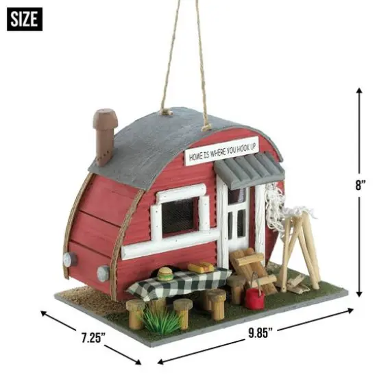 8'' Red Trailer Birdhouse {6}
