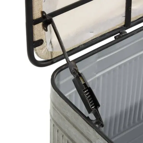 Grey Iron & Fabric Farmhouse Bench {11}