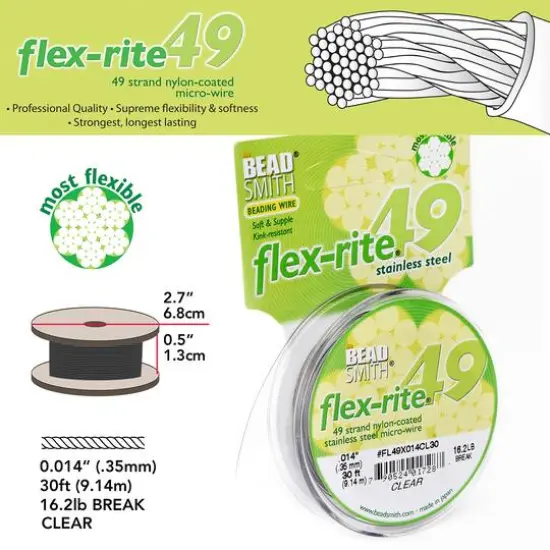 Flex-Rite&reg; 0.014" Clear 49 Strand Beading Wire {5}