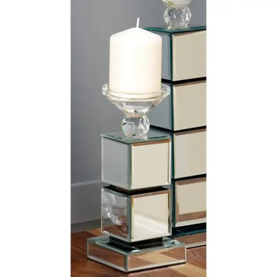10" Clear Reflective Mirror Glam Candlestick Holder {8}