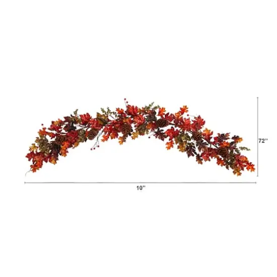 6ft. Autumn Maple Leaves, Berry & Pinecones Fall Garland {4}