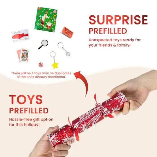 Glitzhome&reg; 12PK 1.25"D x 10"H Christmas Snowflake with Bow Party Cracker with Gift Contents {7}