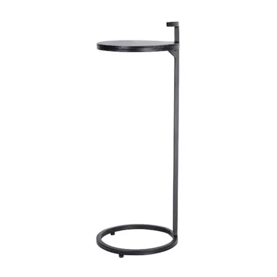 Hello Honey&reg; 2ft. Round Matte Black Metal Table with Handle {7}