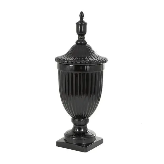 Black Ceramic Decorative Jar {2}