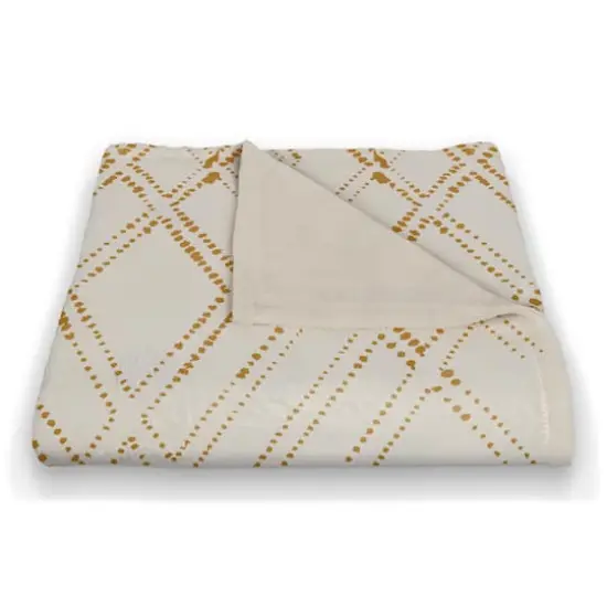 Diamond Coral Fleece Blanket White/Gold {3}