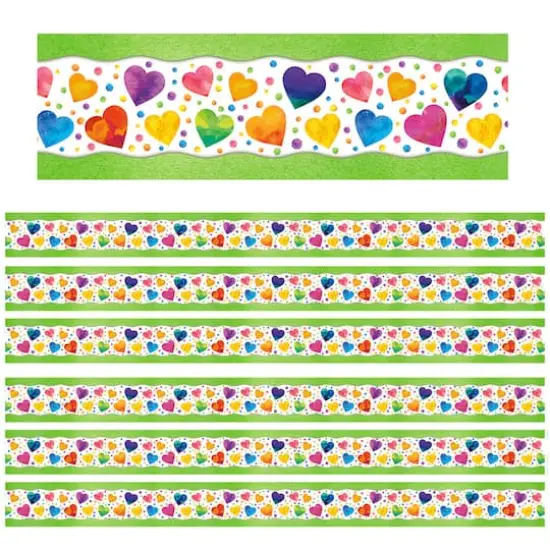 North Star Teacher Resources All Around the Board Watercolor Hearts Trimmer, 276ft. {1}