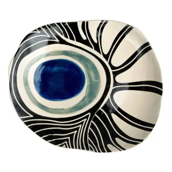 Hello Honey&reg; 12.25" Abstract Azure Stoneware Plate {8}