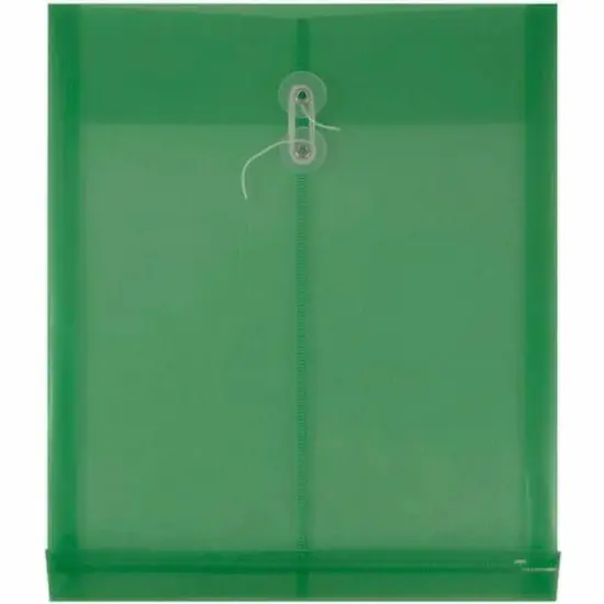 JAM Paper 9.75" x 13" Green Plastic Button String Open End Envelopes, 6ct. {1}