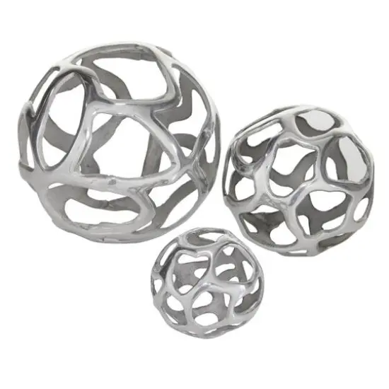 Silver Contemporary Orb Sculpture Set {3}