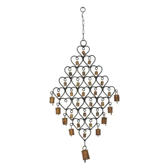 31" Brass Metal Heart Eclectic Windchime {5}