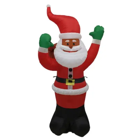 Santa's Workshop 6ft. Black Santa Inflatable with Blower {1}