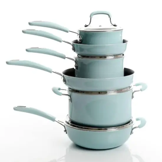 Kenmore&reg; Elite Andover 10-Piece Glacier Blue Nonstick Aluminum Cookware Set {10}