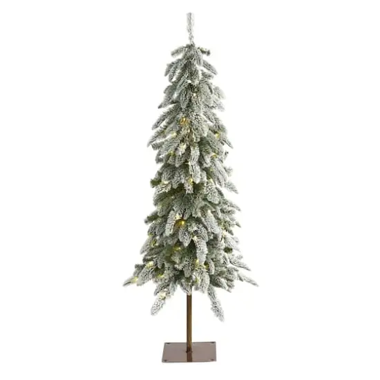 4.5ft. Pre-Lit Flocked Washington Alpine Artificial Christmas Tree, Warm White LED Lights {1}