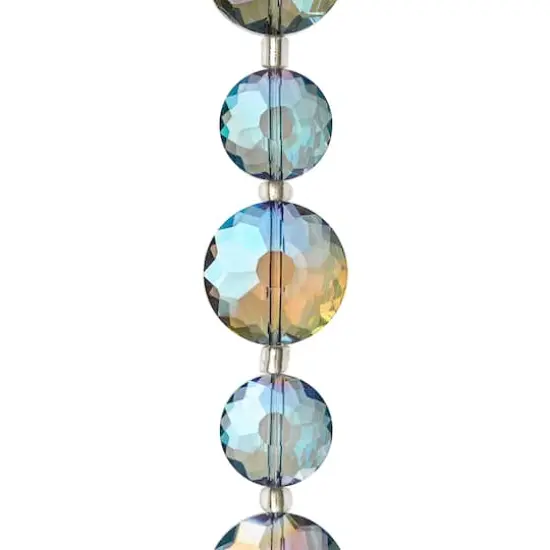 Iridescent Blue Large Glass Lentil Beads, 18mm by Bead Landing™ {1}