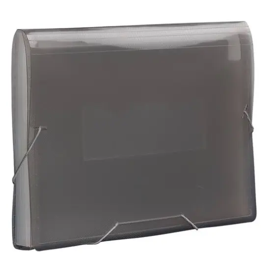 JAM Paper 10" x 15" Legal Size 13 Pocket Plastic Expanding File Accordion Folder Smoke Gray {6}