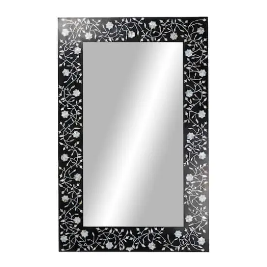 Black Wood Wall Mirror, 47" x 30" {1}