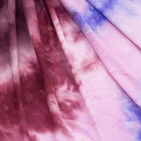 Fabric Merchants Blue, Lavender & Burgundy Tie Dye Double Brushed 4-Way Stretch Fabric {4}