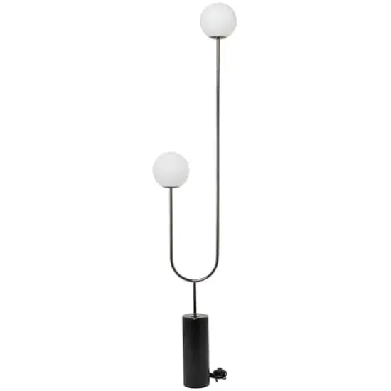 73" 2 Orb Light Floor Lamp with Marble Base Black {1}