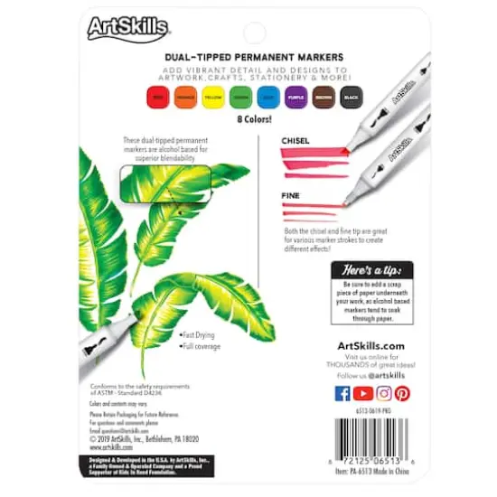ArtSkills&reg; Chisel & Fine Dual-Tipped 8 Color Permanent Markers {7}
