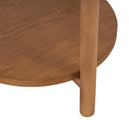 20.25" Brown Wood Handmade Round Side End Accent Table with Beige Marble Top {6}